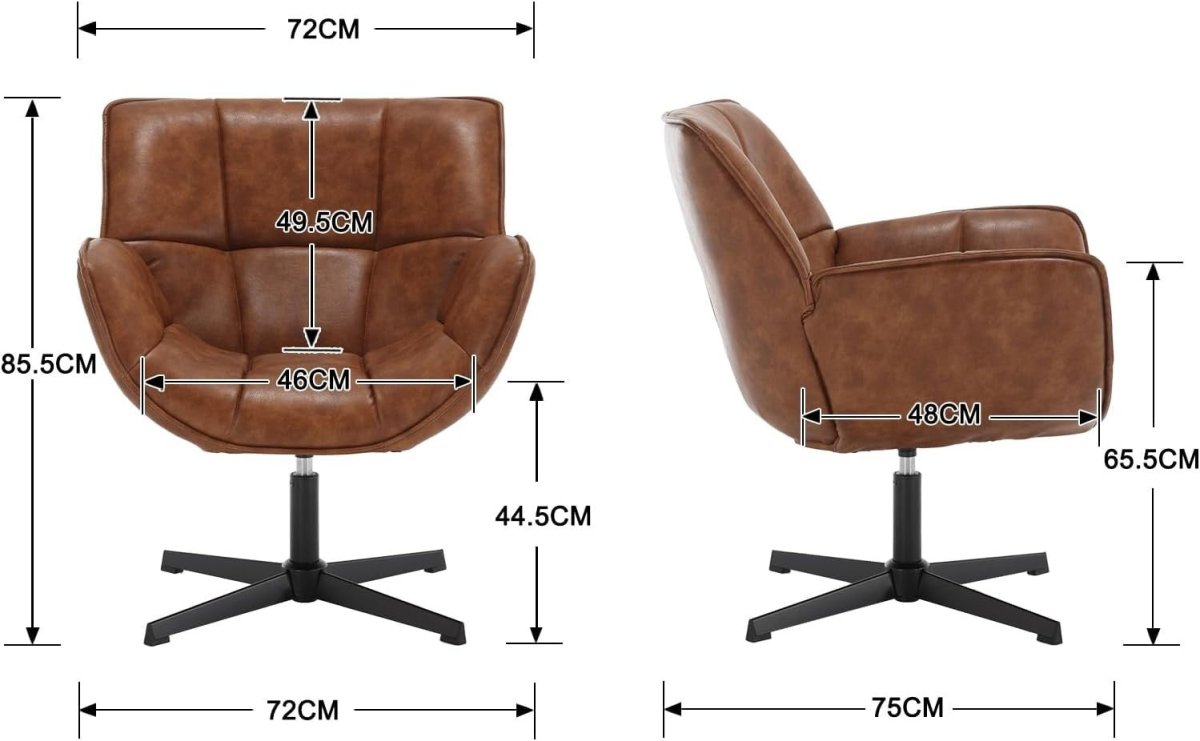 Swivel Faux Leather Accent Chair Tub Seat Lounge Armchair for Living Room - Kwikley