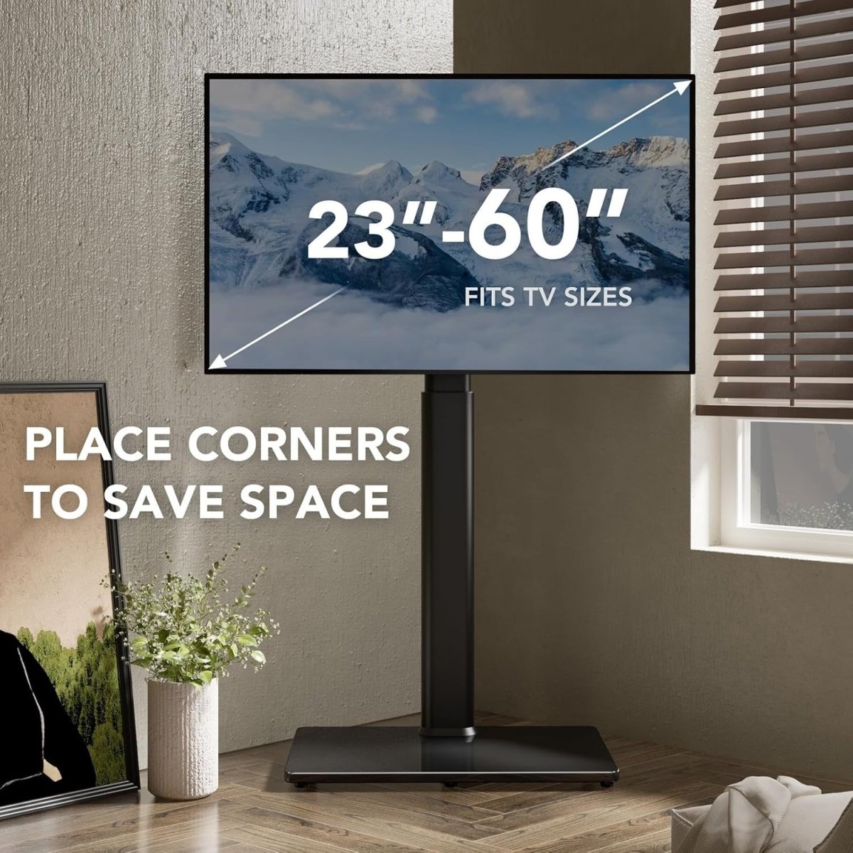 Swivel Floor TV Stand 27–65” Height Adjustable Mount VESA to 400x400mm - Kwikley