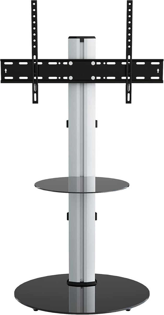 Swivel TV Stand With Shelf for 32-55" Screens Glass Base VESA Mount - Kwikley