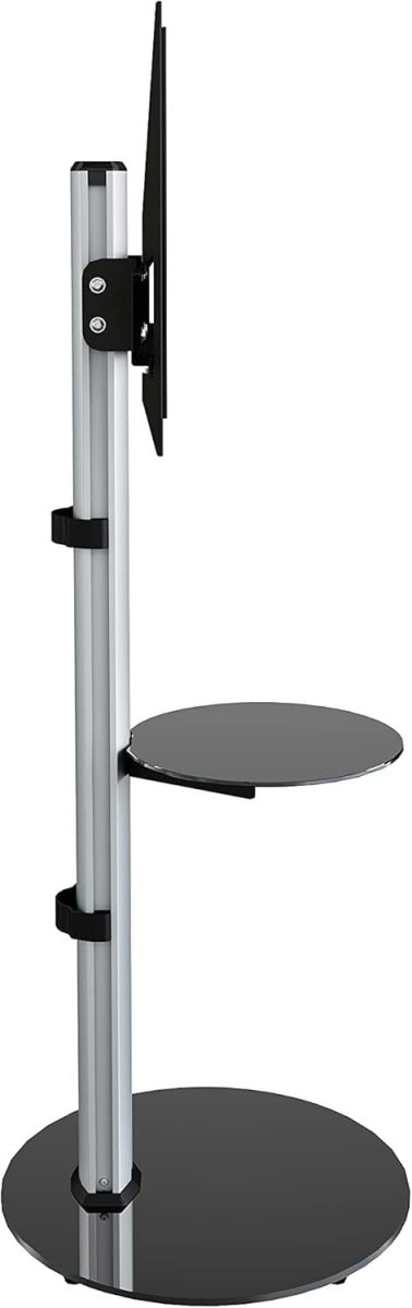 Swivel TV Stand With Shelf for 32-55" Screens Glass Base VESA Mount - Kwikley