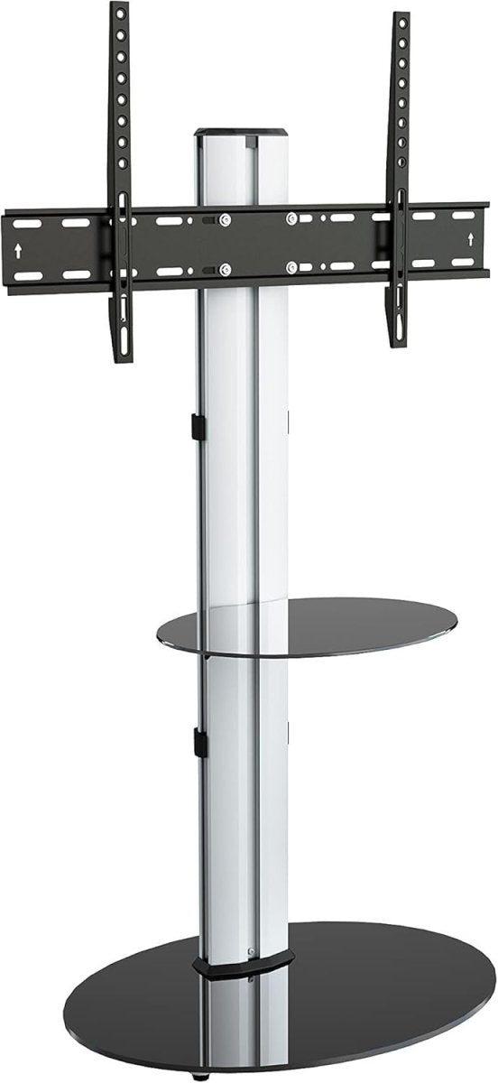 Swivel TV Stand With Shelf for 32-55" Screens Glass Base VESA Mount - Kwikley