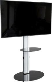 Swivel TV Stand With Shelf for 32-55" Screens Glass Base VESA Mount - Kwikley
