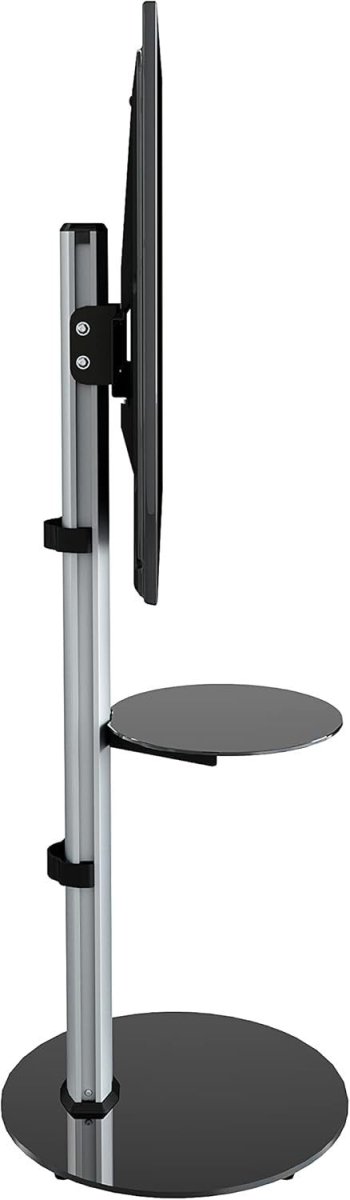 Swivel TV Stand With Shelf for 32-55" Screens Glass Base VESA Mount - Kwikley