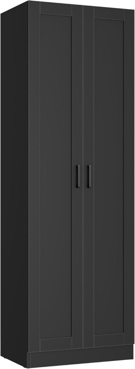 Tall Black Wooden Storage Cabinet with 2 Doors & Adjustable Shelves - Kwikley