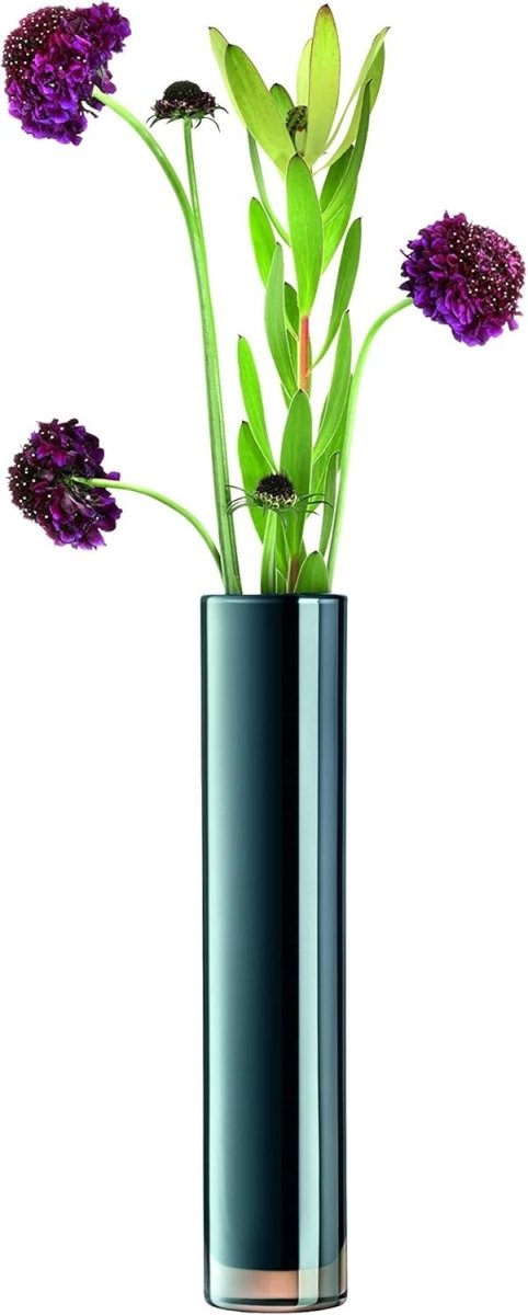 Tall Blue Glass Vase 30cm Slim Bottle Handmade Flower Home Decor - Kwikley