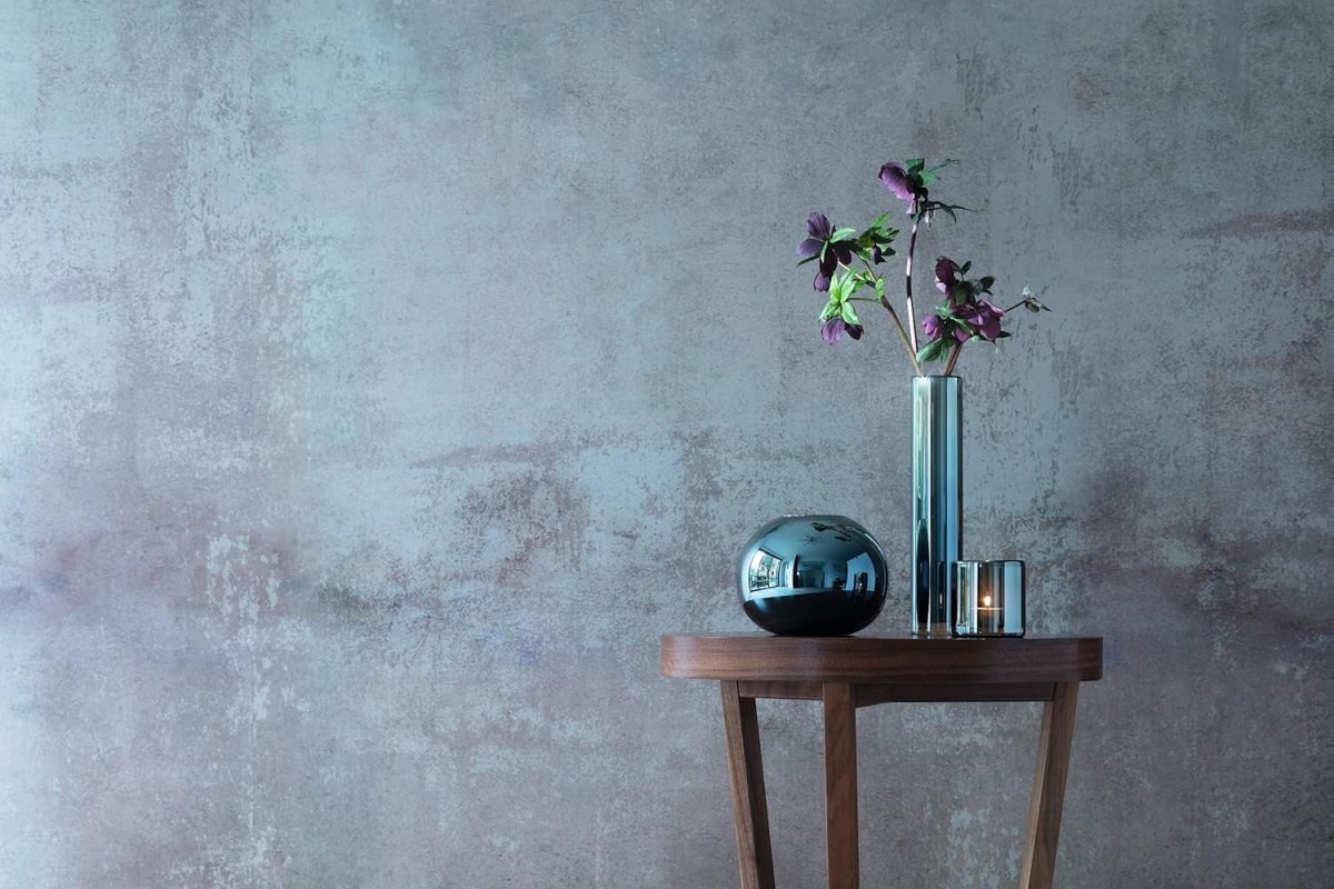 Tall Blue Glass Vase 30cm Slim Bottle Handmade Flower Home Decor - Kwikley