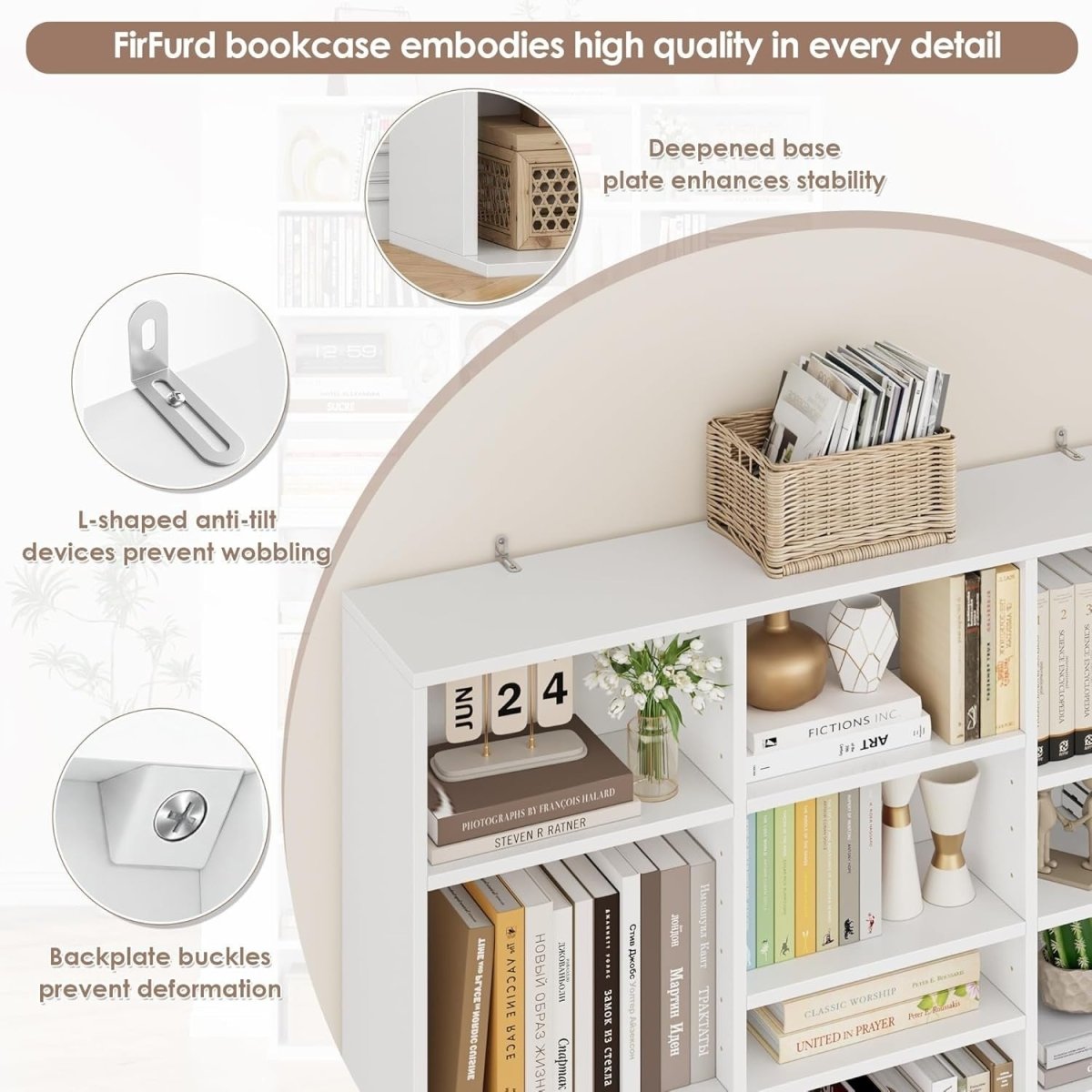 Tall CD DVD Storage Bookcase 27 Shelf Media Tower Adjustable White 190cm - Kwikley