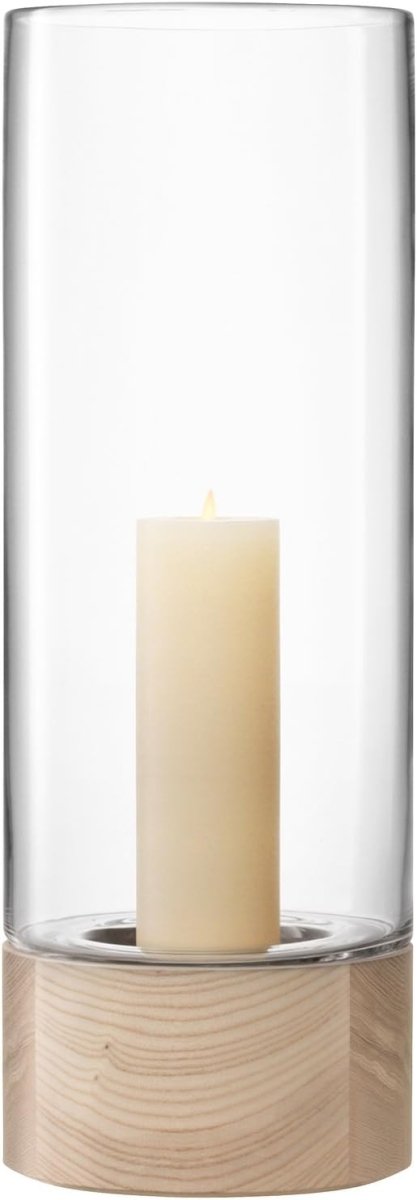 Tall Clear Glass Floor Vase 62cm with Wood Base Modern Home Decor - Kwikley