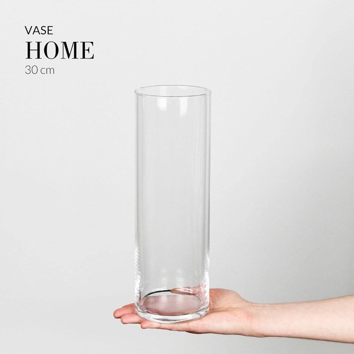 Tall Clear Glass Flower Vase 30cm Elegant Cylinder Vase Home Decor Gift - Kwikley