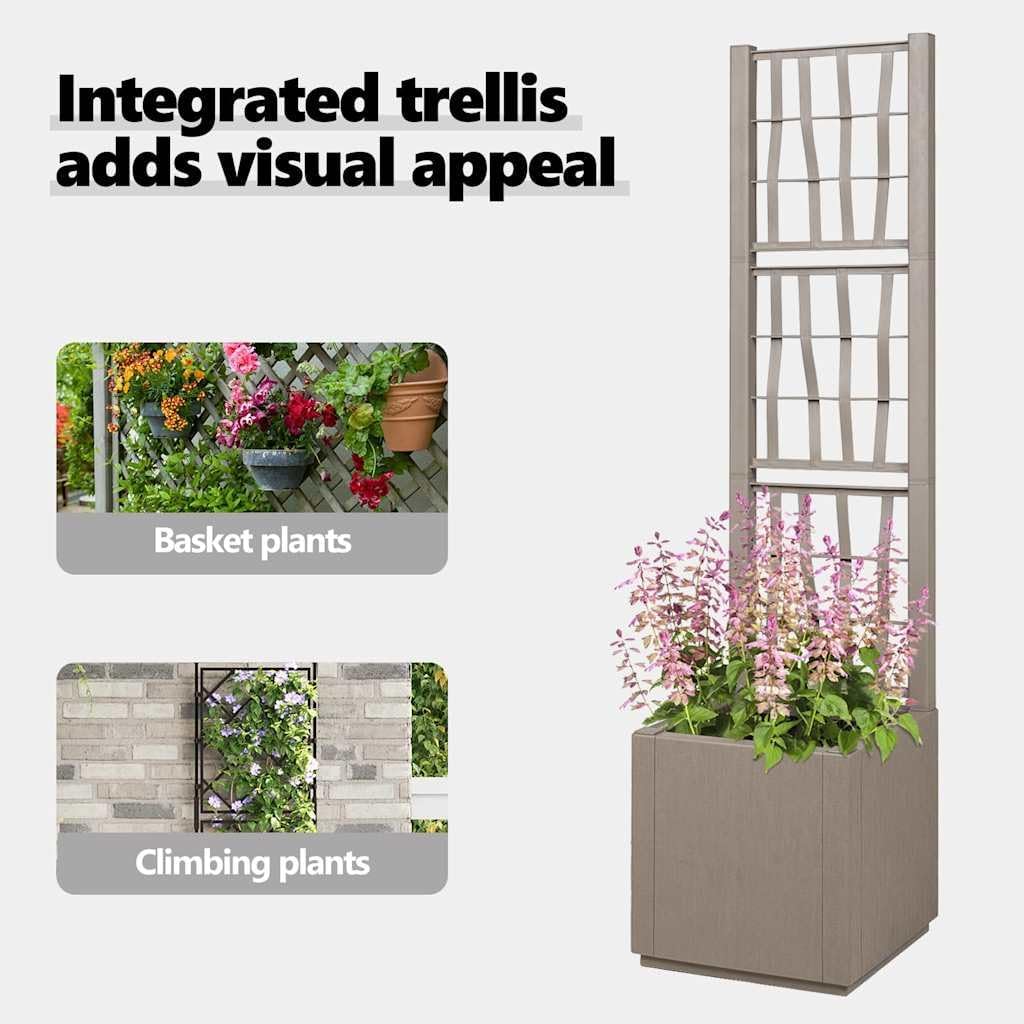 Tall Garden Planter 140cm Grey Outdoor Indoor Plant Pot 38L - Kwikley
