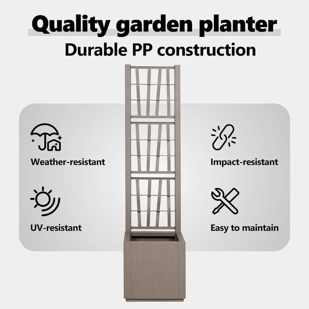 Tall Garden Planter 140cm Grey Outdoor Indoor Plant Pot 38L - Kwikley