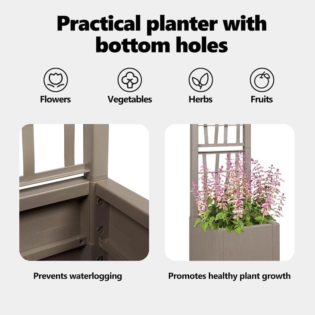 Tall Garden Planter 140cm Grey Outdoor Indoor Plant Pot 38L - Kwikley