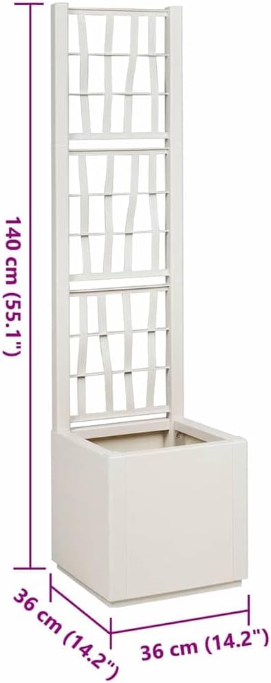Tall Garden Planter 140cm White Outdoor Indoor Plant Pot 38L - Kwikley