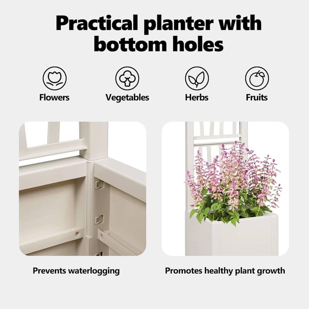 Tall Garden Planter 140cm White Outdoor Indoor Plant Pot 38L - Kwikley