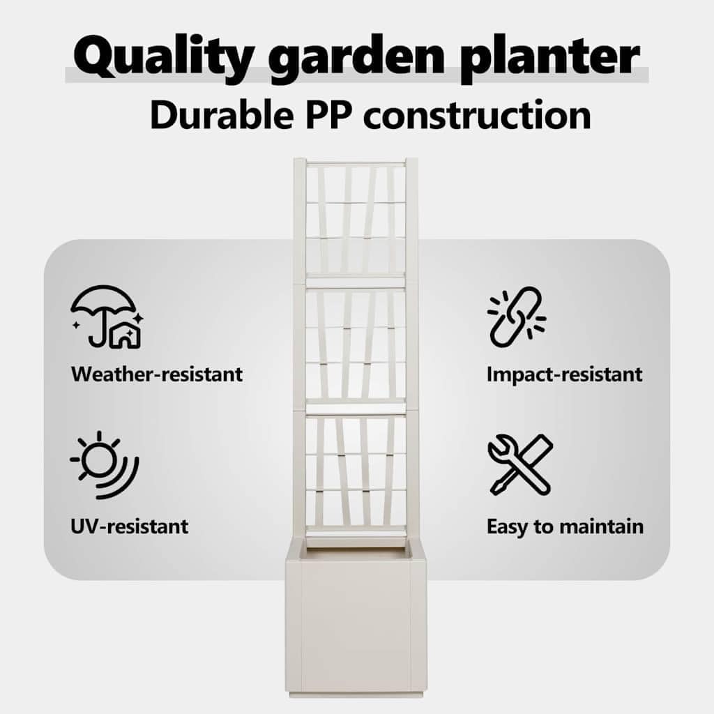 Tall Garden Planter 140cm White Outdoor Indoor Plant Pot 38L - Kwikley