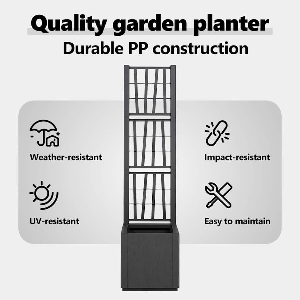 Tall Garden Planter 36x36x140cm Anthracite Indoor Outdoor Pot - Kwikley