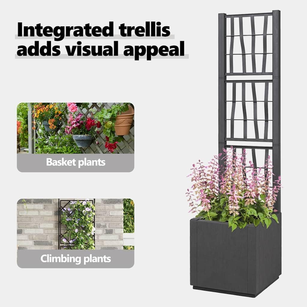 Tall Garden Planter 36x36x140cm Anthracite Indoor Outdoor Pot - Kwikley