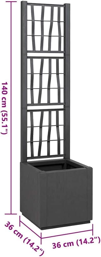 Tall Garden Planter 36x36x140cm Anthracite Indoor Outdoor Pot - Kwikley