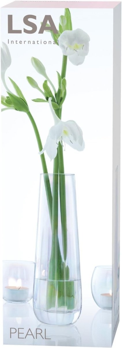 Tall Glass Vase 20cm Mother of Pearl Decorative Flower Vase Handmade - Kwikley