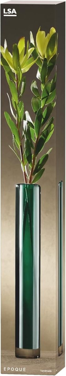 Tall Green Glass Vase 48cm Handmade Slim Bottle Flower Floor Decor - Kwikley