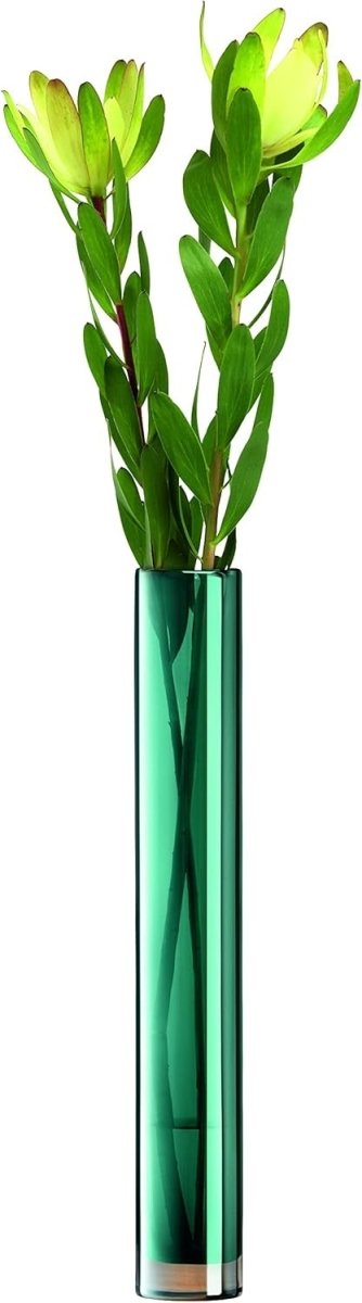 Tall Green Glass Vase 48cm Handmade Slim Bottle Flower Floor Decor - Kwikley