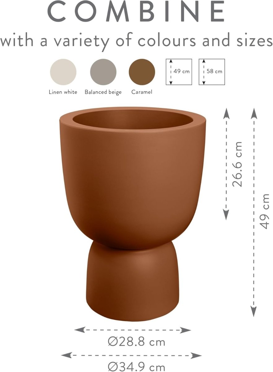 Tall Plant Pot 35x49cm Caramel Indoor Outdoor Recycled Plastic - Kwikley
