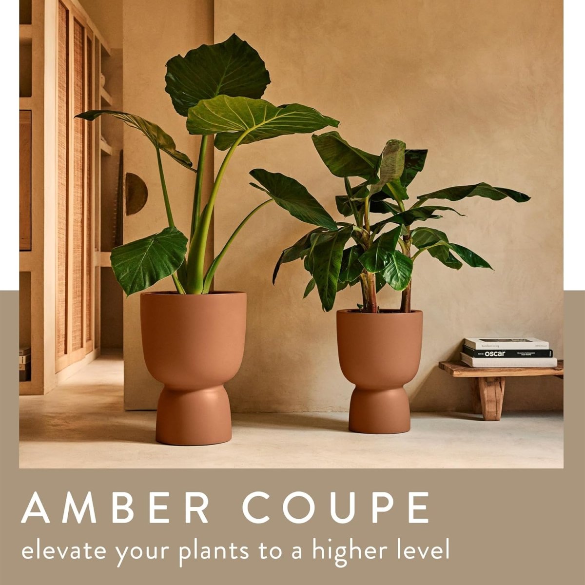 Tall Plant Pot 35x49cm Caramel Indoor Outdoor Recycled Plastic - Kwikley