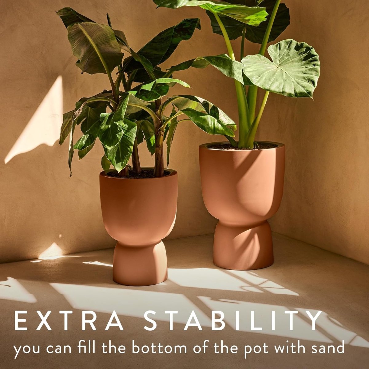 Tall Plant Pot 35x49cm Caramel Indoor Outdoor Recycled Plastic - Kwikley