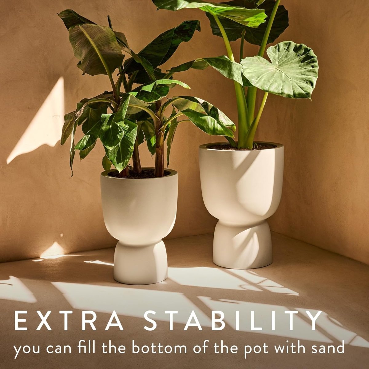 Tall Plant Pot 41x57cm Beige Indoor Outdoor Recycled Plastic - Kwikley