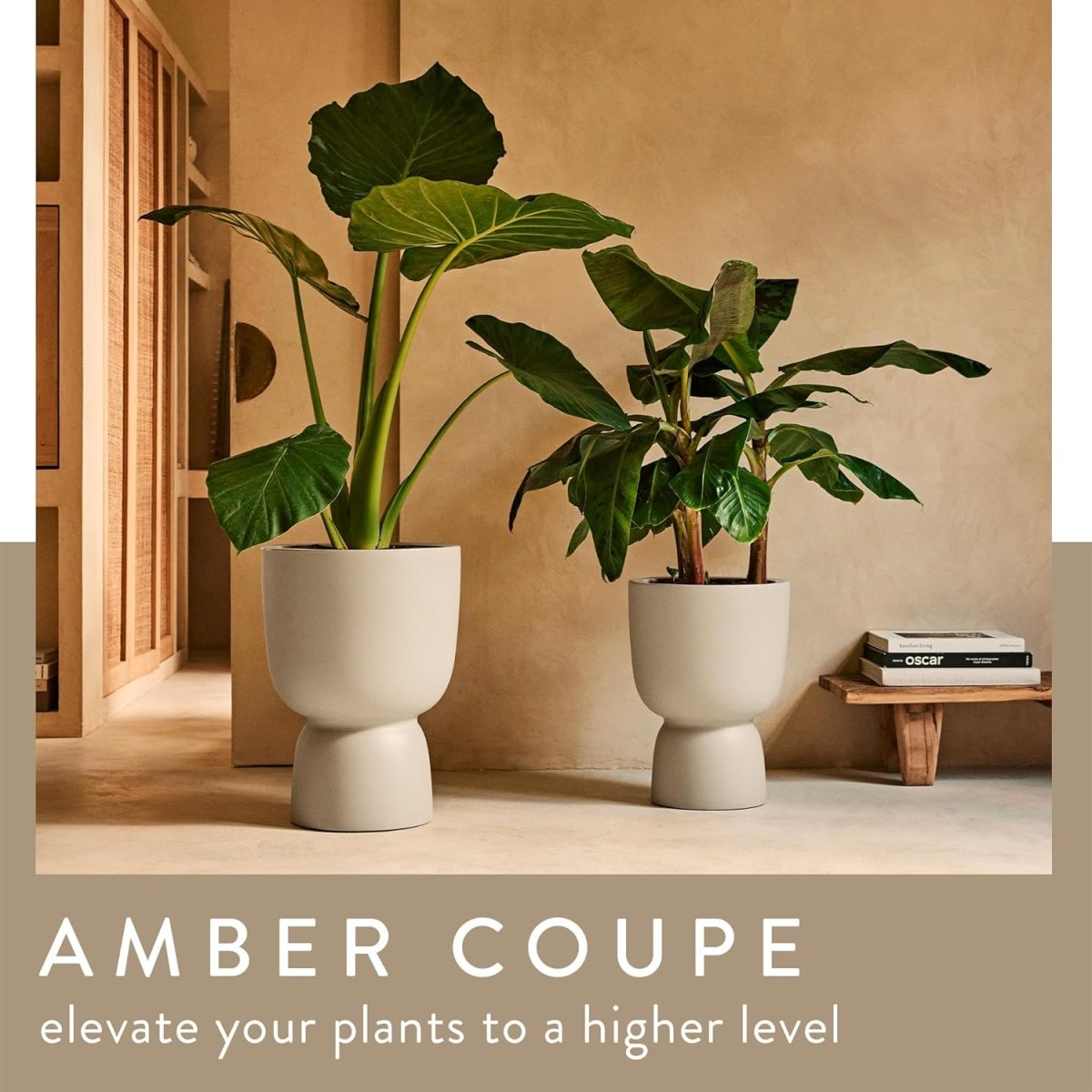 Tall Plant Pot 41x57cm Beige Indoor Outdoor Recycled Plastic - Kwikley