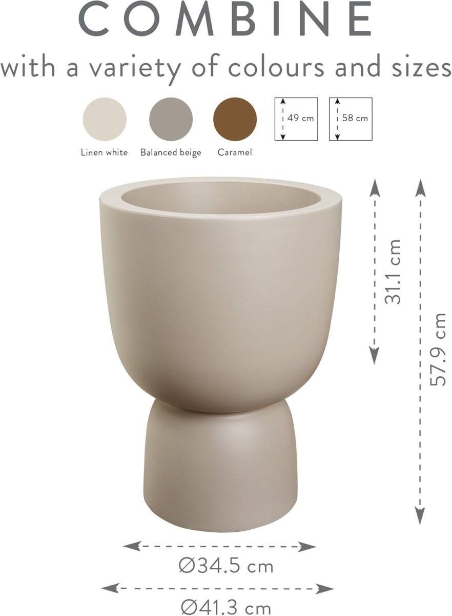 Tall Plant Pot 41x57cm Beige Indoor Outdoor Recycled Plastic - Kwikley