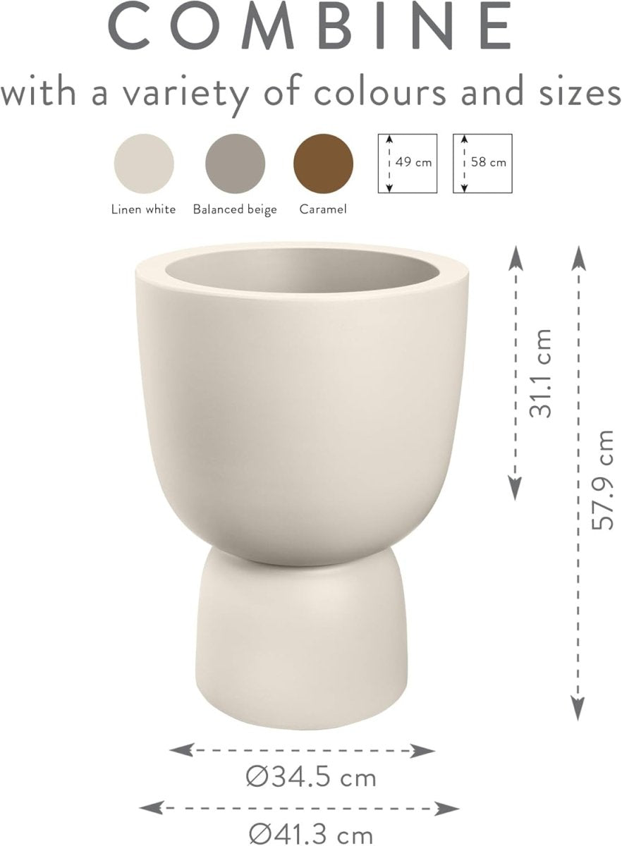 Tall Plant Pot 41x57cm White Indoor Outdoor Recycled Plastic - Kwikley