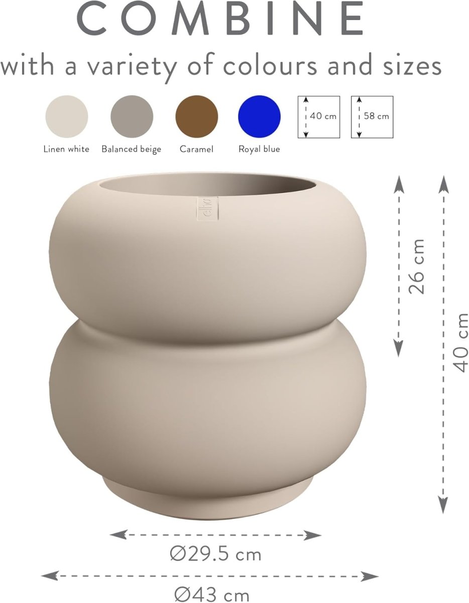 Tall Plant Pot 43x58cm Beige Indoor Outdoor Recycled Plastic - Kwikley