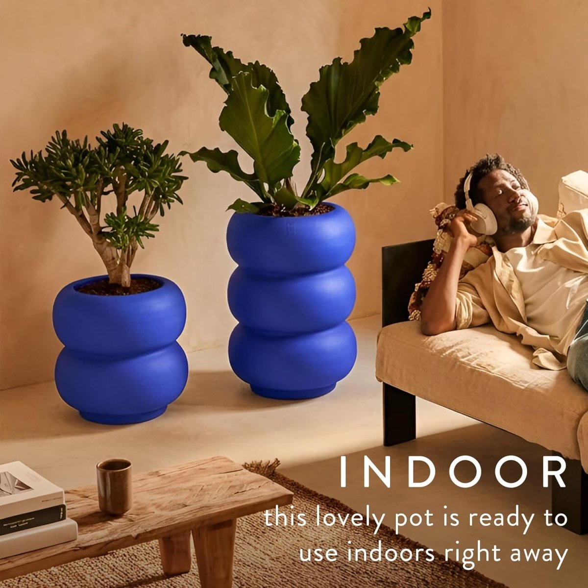 Tall Plant Pot 43x58cm Royal Blue Indoor Outdoor Planter - Kwikley