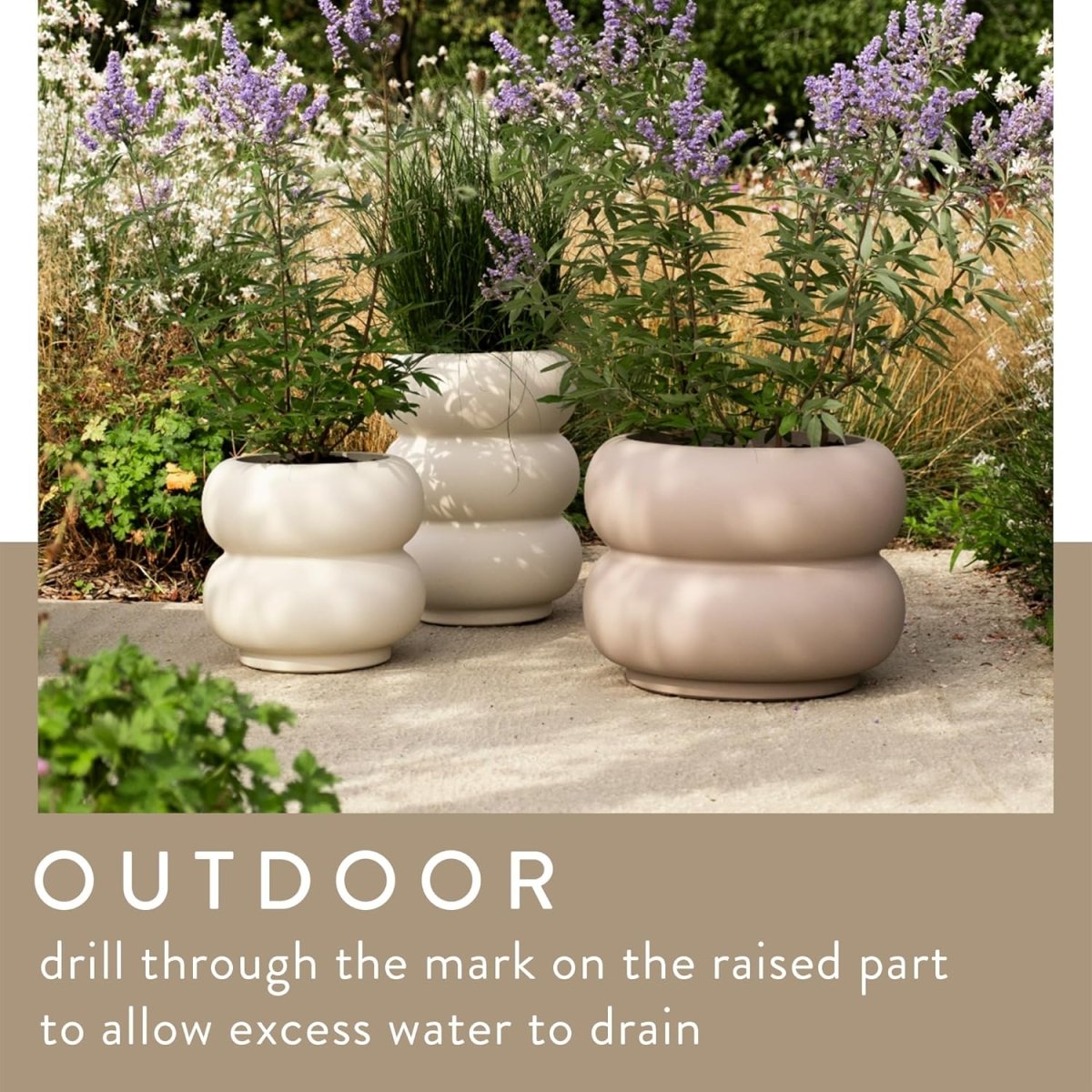 Tall Plant Pot 43x58cm White Indoor Outdoor Recycled Plastic - Kwikley