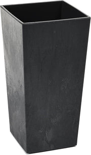 Tall Planter 68cm Black Concrete Effect Plant Pot with Insert - Kwikley
