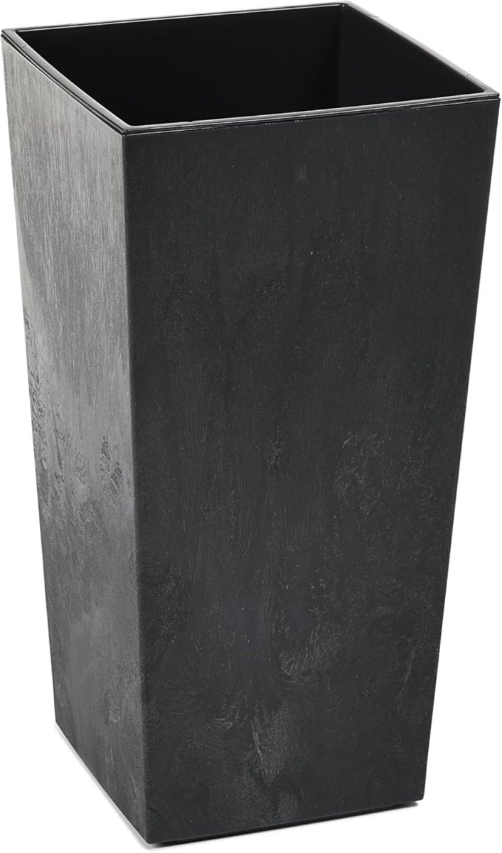 Tall Planter 68cm Black Concrete Effect Plant Pot with Insert - Kwikley