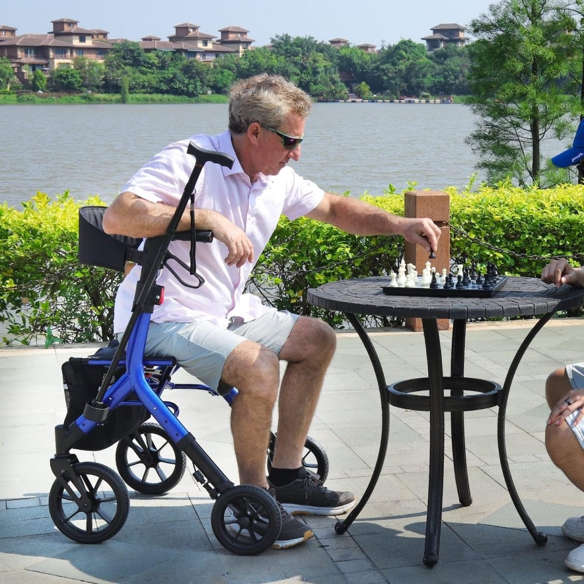 Tall Rollator Walker Folding Lightweight Seat 10in Wheels Bag Adjustable - Kwikley