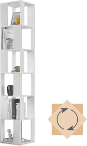 Tall Rotating Bookshelf 6 - Tier Slim Corner Storage Unit Modern Display Shelf - Kwikley