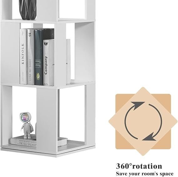Tall Rotating Bookshelf 6 - Tier Slim Corner Storage Unit Modern Display Shelf - Kwikley