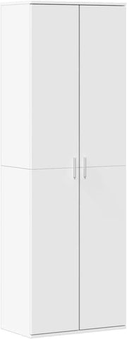 Tall White Storage Cabinet with Shelves – Modern 60x35x180cm Highboard - Kwikley