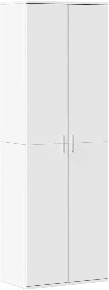 Tall White Storage Cabinet with Shelves – Modern 60x35x180cm Highboard - Kwikley