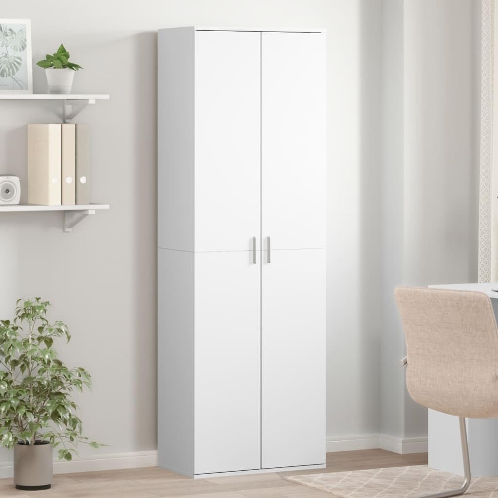 Tall White Storage Cabinet with Shelves – Modern 60x35x180cm Highboard - Kwikley