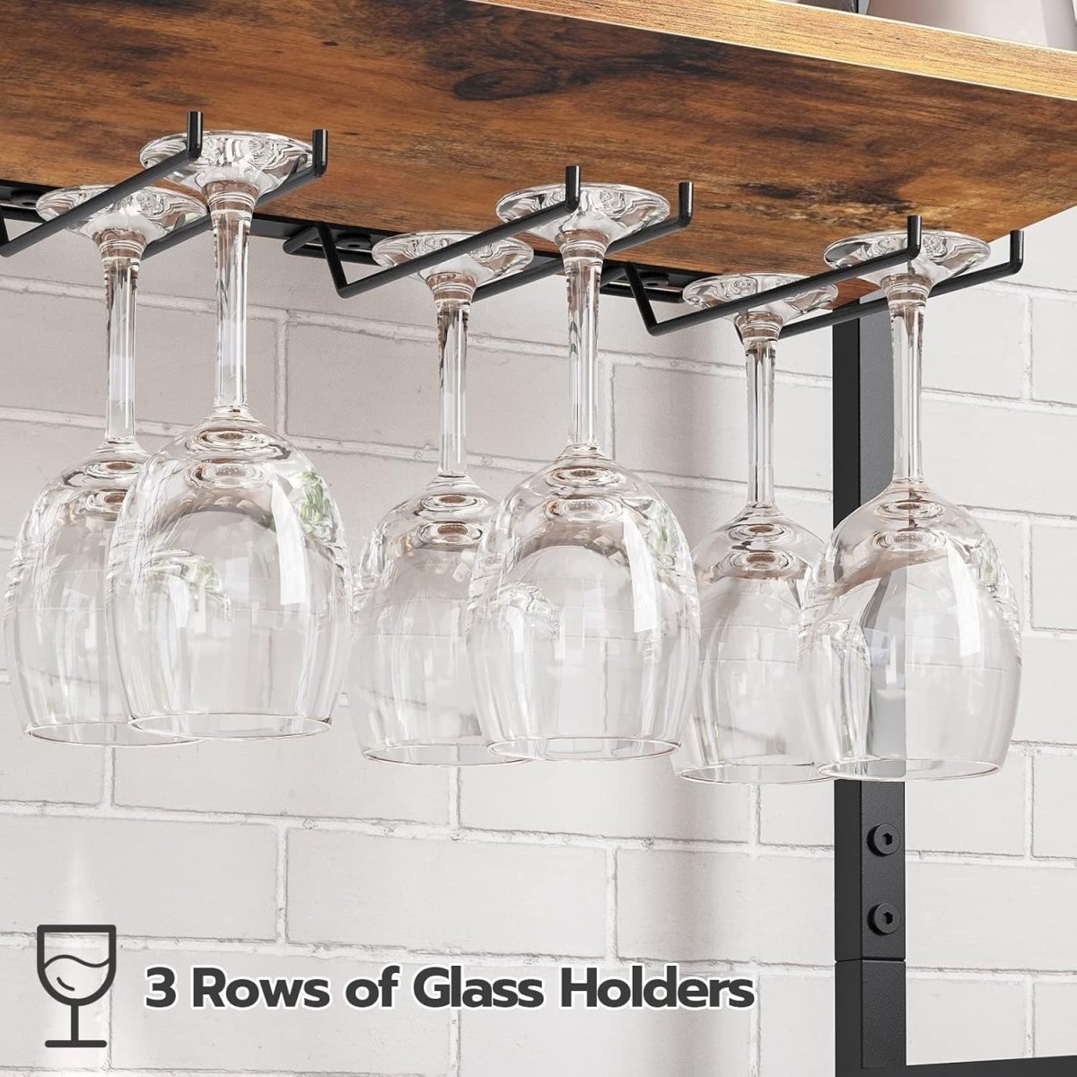 Tall Wine Rack Cabinet 16 Bottle Storage Shelf with Glass Holder & Display Top - Kwikley