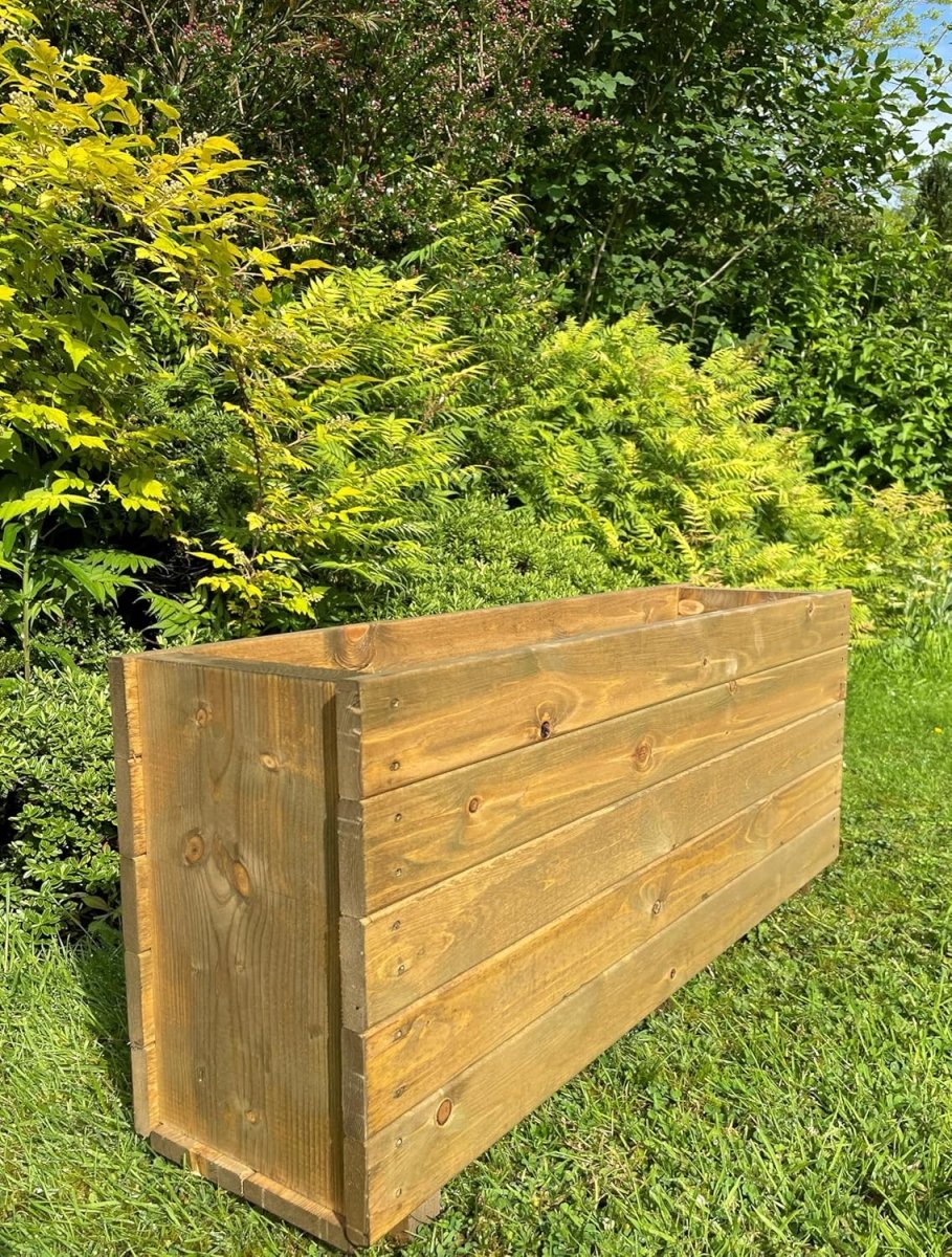 Tall Wooden Garden Planter 90cm Outdoor Trough Plant Box - Kwikley