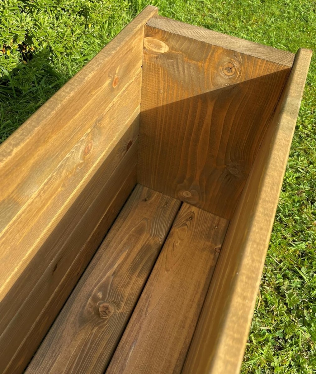 Tall Wooden Garden Planter 90cm Outdoor Trough Plant Box - Kwikley