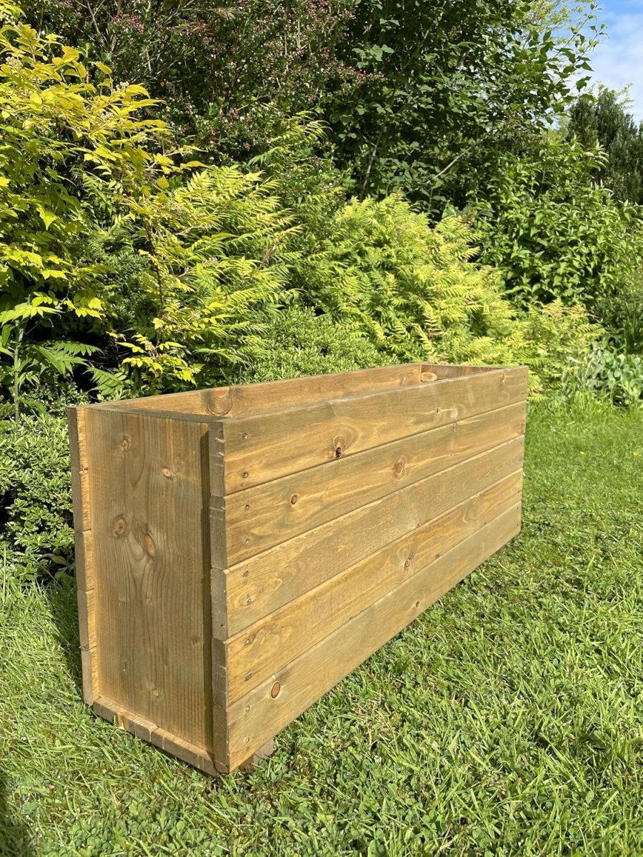 Tall Wooden Garden Planter 90cm Outdoor Trough Plant Box - Kwikley
