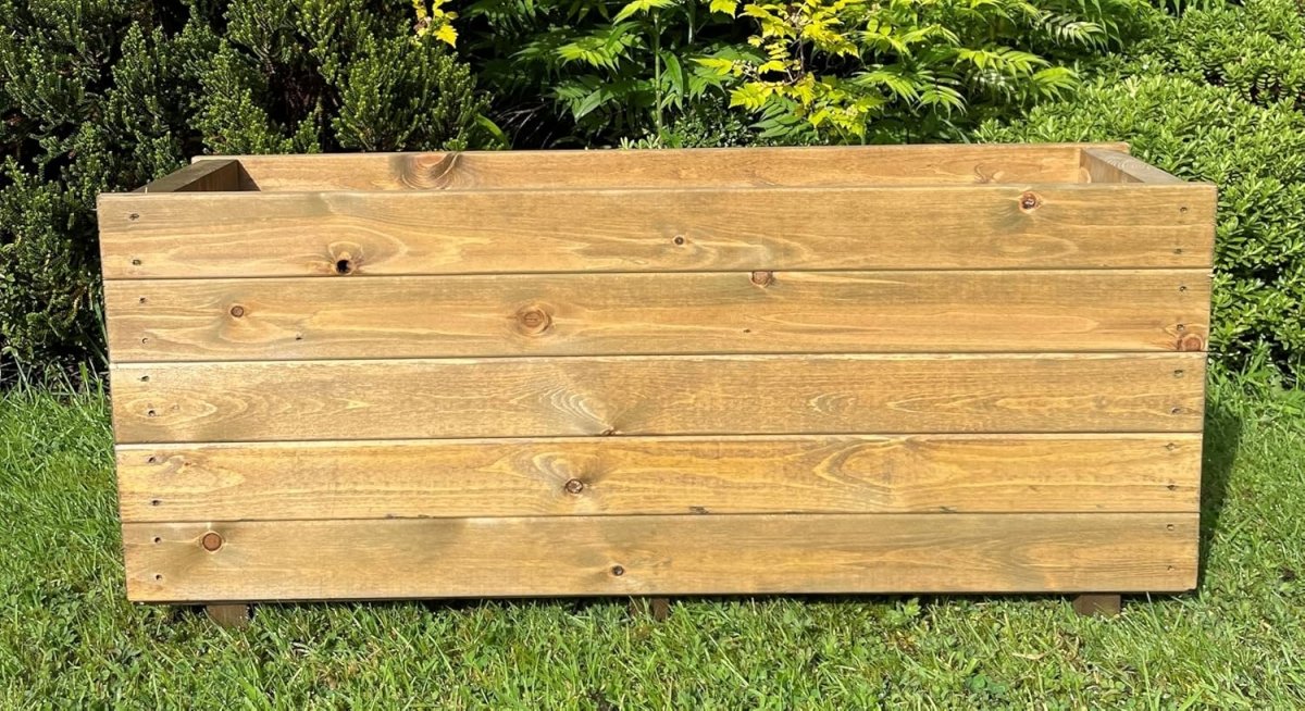 Tall Wooden Garden Planter 90cm Outdoor Trough Plant Box - Kwikley