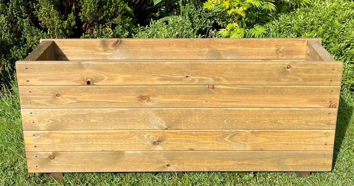 Tall Wooden Garden Planter 90cm Outdoor Trough Plant Box - Kwikley