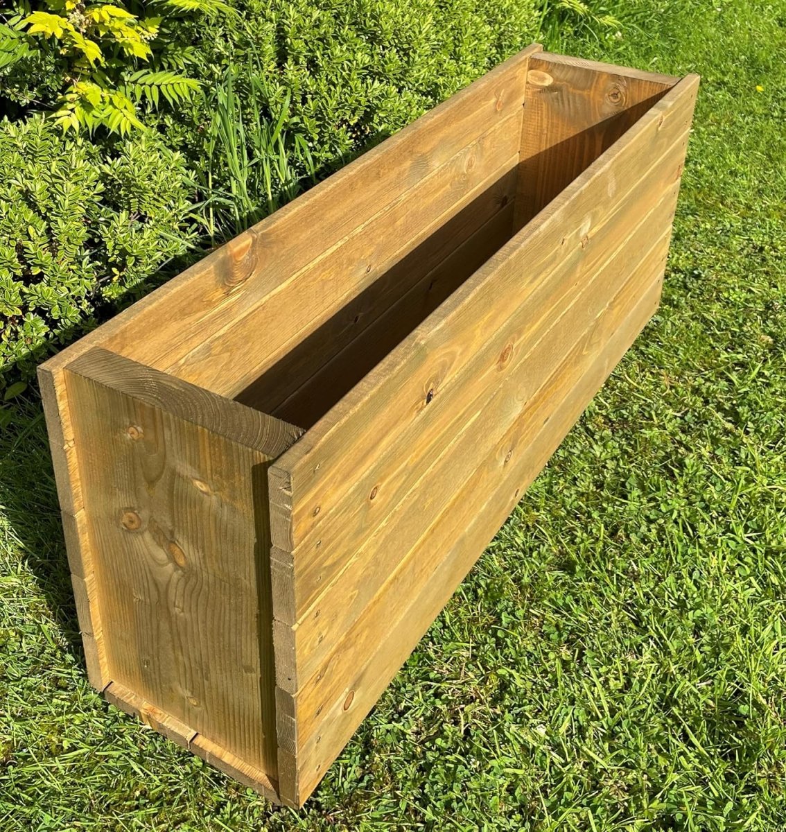 Tall Wooden Garden Planter 90cm Outdoor Trough Plant Box - Kwikley